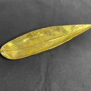 Brass Leaf-Shaped Decorative Tray